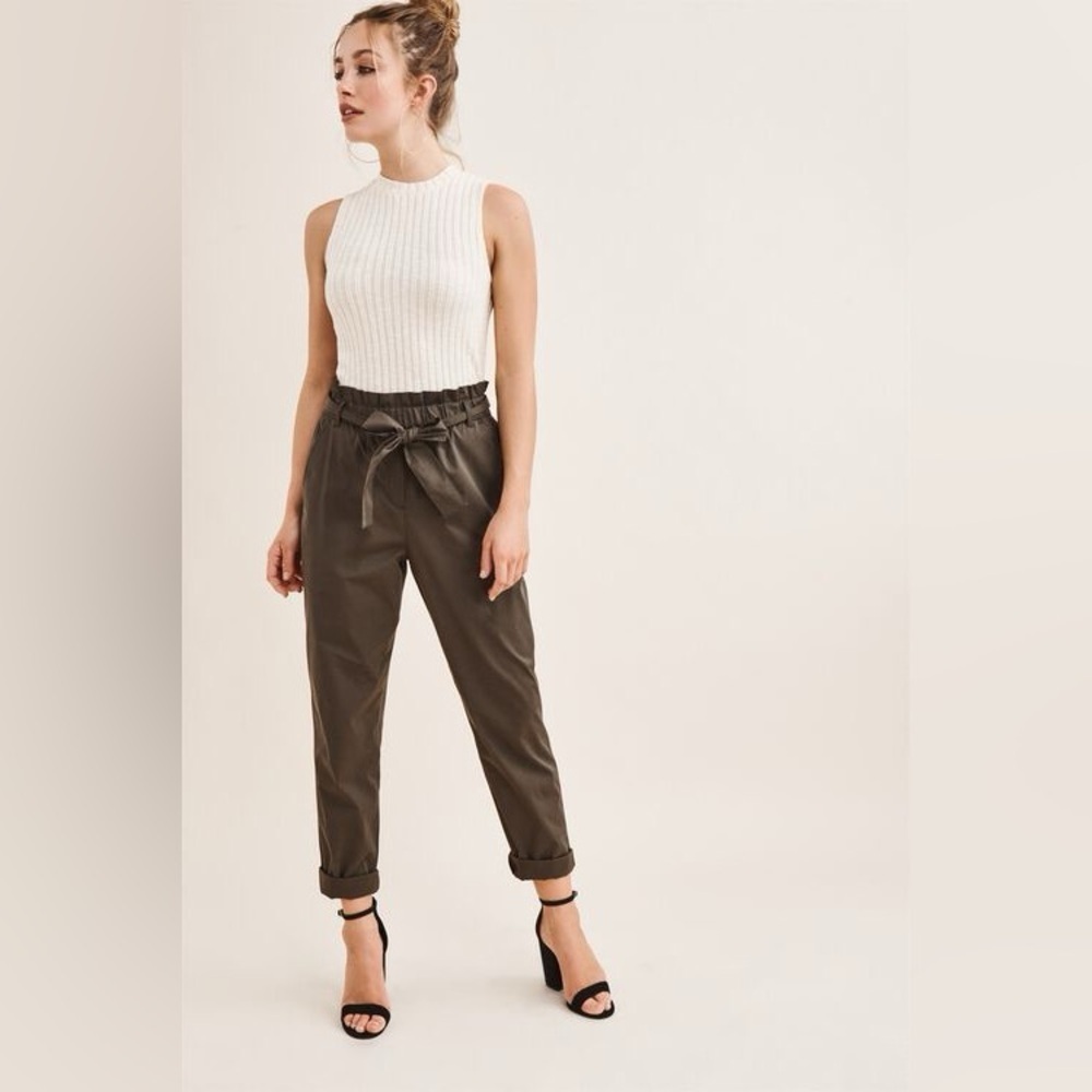 Dynamite Women's Burgundy Houndstooth High Waist Workwear Pants Sz Large NWT